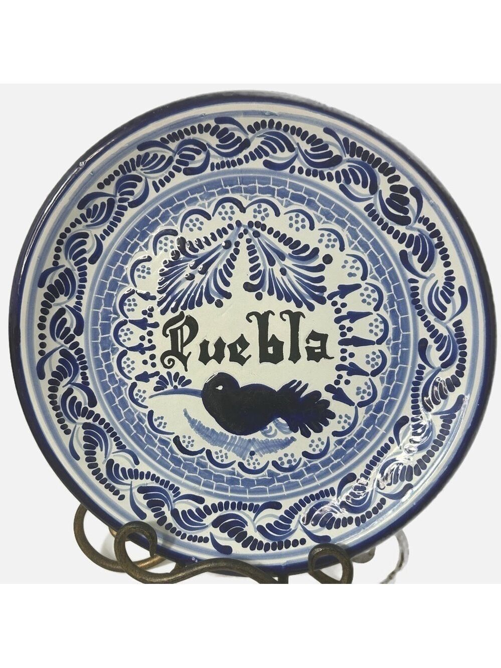 Talavera Puebla Mexico Ceramic Hand Painted Plate 10” Blue Bird Floral Lead Free